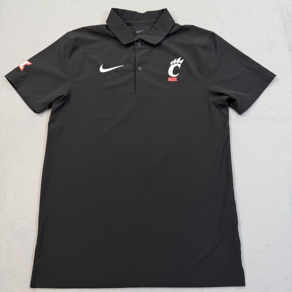 Cincinnati Bearcats Polo Shirt Mens Small Black NCAA Nike Dri Fit Big 12
